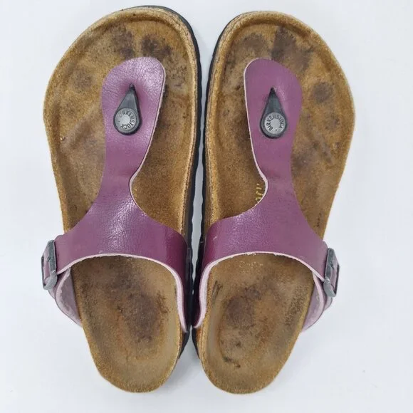Birkenstock Gize Birko-Flor Shiny Purple Sandals Thong Women's Size 37 - Picture 4 of 11